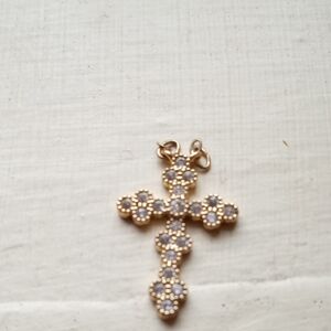 Elegant Gold Tone Cross Pendant